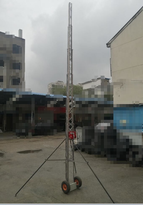 light weight aerial photography mast telescopic mast 6m, 9m, 12m, with tripod wheel trolley customized color and logo