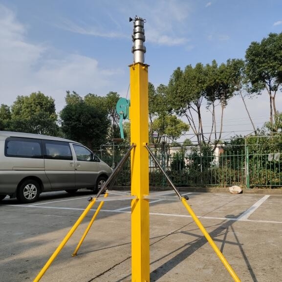 30ft 9m hand winch up vehicle mast telescoping antenna mast with steel plate stand portable